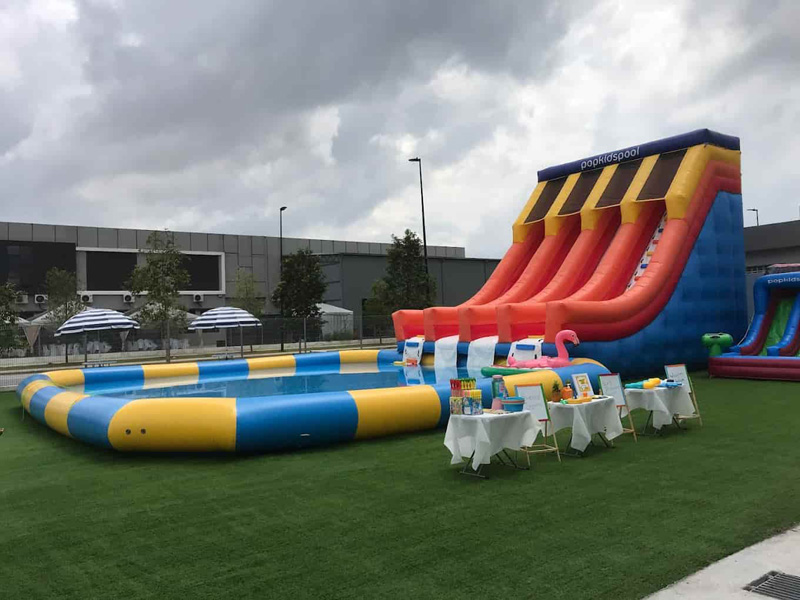 inflatable water slide with pool