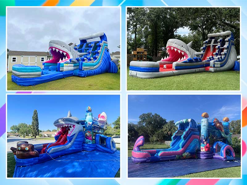 blow up bouncy water slide